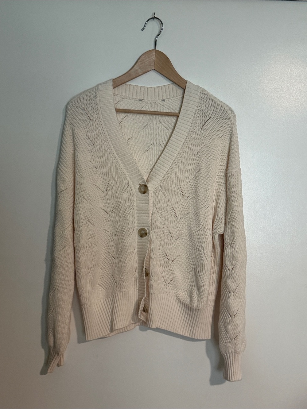 Chico's Cream V-Neck Button Front Cardigan XL or 3